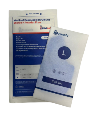 Glovesafe STERILE Blue Nitrile Gloves - LARGE (50 Pairs)