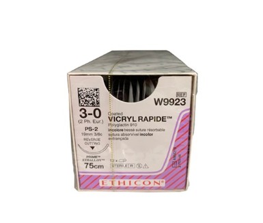 Picture of Vicryl Rapide Suture - Braided, Undyed, Absorbable W9923. Length: 75cm, Gauge: 3/0 (12/box)